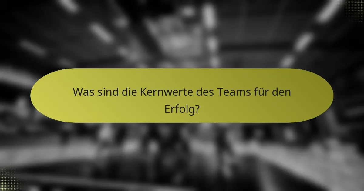 Was sind die Kernwerte des Teams für den Erfolg?